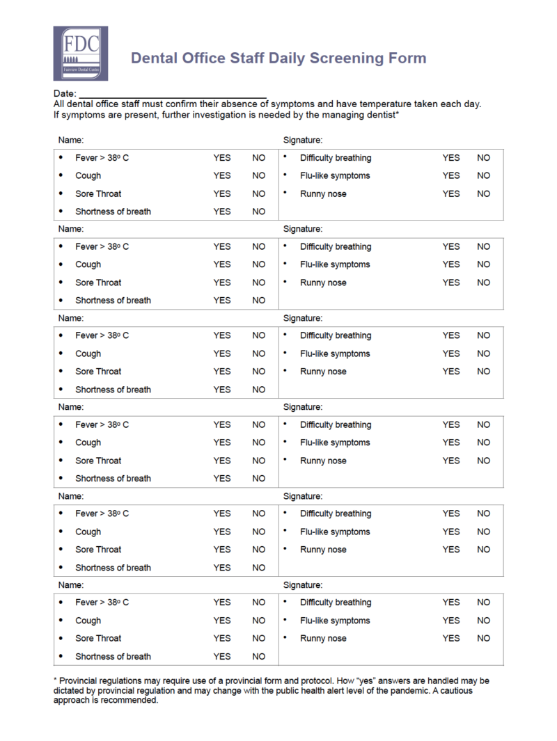 Printable Dental Office Daily Checklist